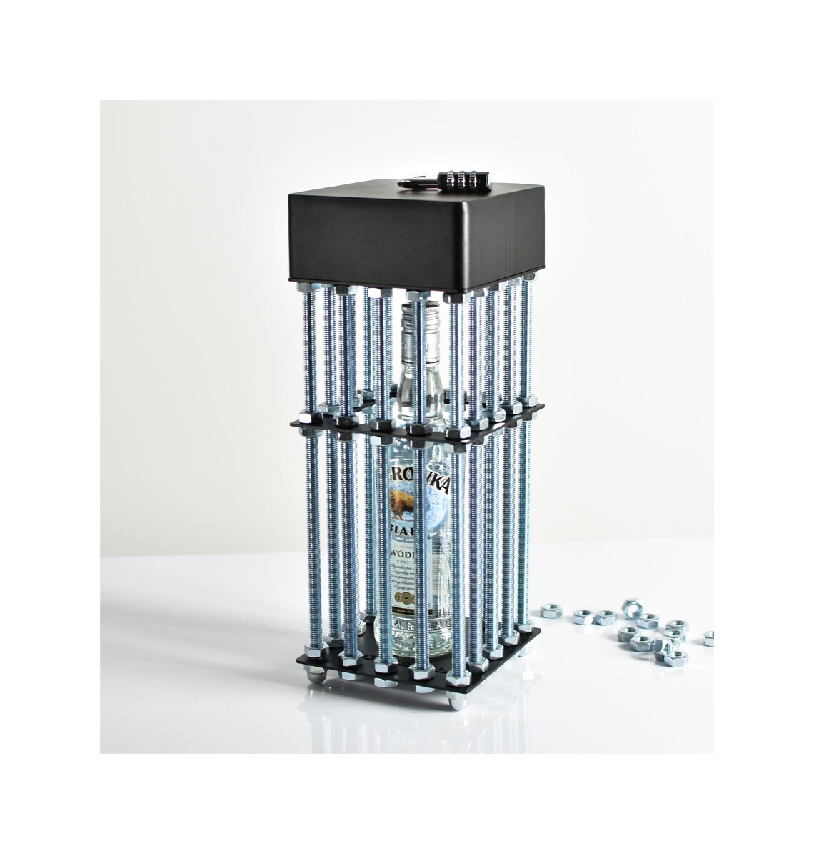 Bottle cage for gift alcohol for him security holder screw Etsy