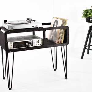 Turntable Record player stand Vinyl record shelf holder console gramophone amplifier table desk storage music organiser Listening Station image 5