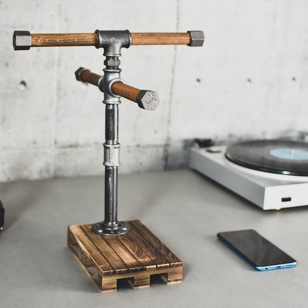 Stojak na słuchawki industrialny (industrial steel headphone stand)