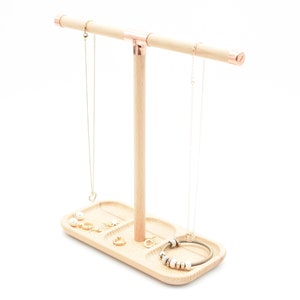 Organizador de joyas de cobre y madera, soporte de reloj, pulsera de reloj, base de madera, soporte de madera, bandeja para loft. imagen 8