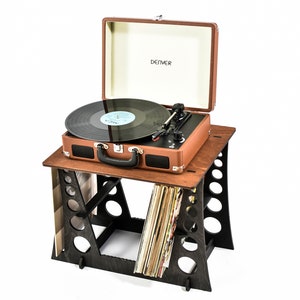 Soporte para discos de vinilo, soporte para gramófono, mesa, escritorio, tocadiscos, soporte de madera para exhibición de almacenamiento LP, organizador de música de regalo, estación de escucha imagen 6