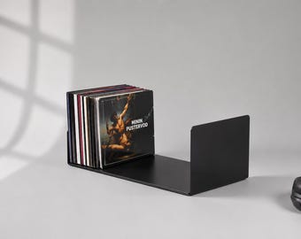 Compact disc stand desk minimalistic holder cd simple steel organizer CD box case music lover small shelf for CDs stereo accessory shelf
