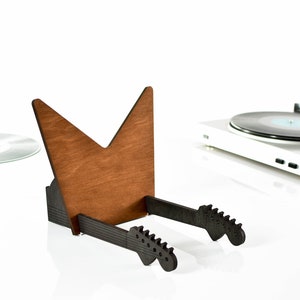 Vinyl record holder table desk for loft wood standing stand for LP desk organizer storage display gift for music fan father mother musician image 6