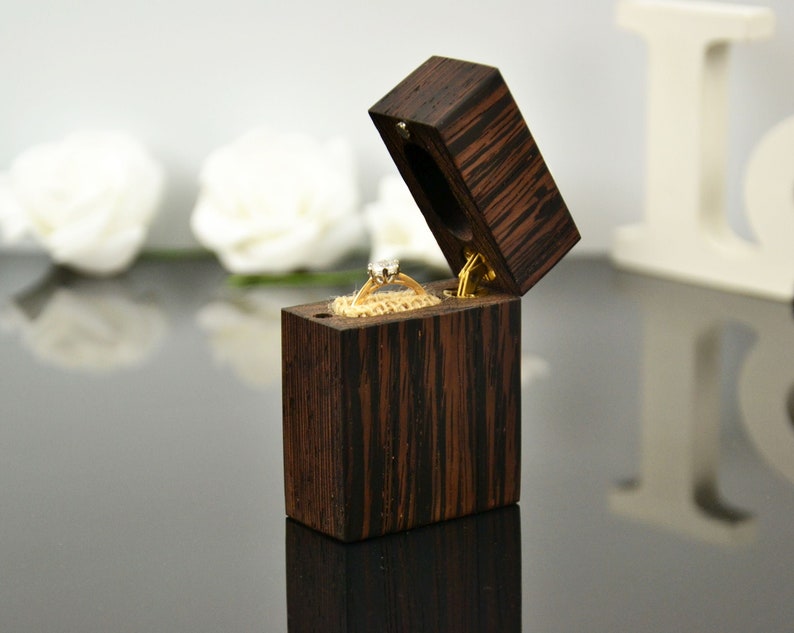 personalized box ring proposal dark wood pocket slim engagement wood box