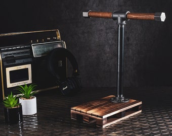 Industrial pipe watch stand rack bracelet palette base,wooden holder dock loft headphone