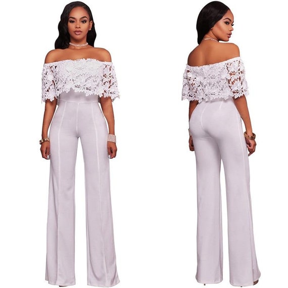 White Formal Jumpsuit Evening Wear ...