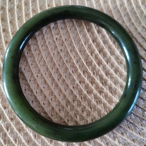NEPHRITE JADE BANGLE Elegant 60mm Bracelet For Women and Girls Beautiful Dark Green Canadian Nephrite Jade Boho Jewellery Gift