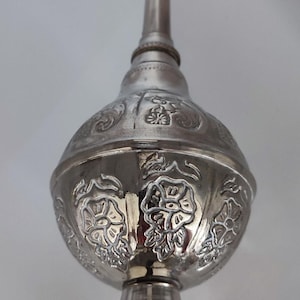 Vintage Jordanian “Al-Taj” Amman Silver-Plated Rosewater Sprinkler Gulab Pash | Arabic Crown Mark | Middle-Eastern Perfume/Decor Collectible