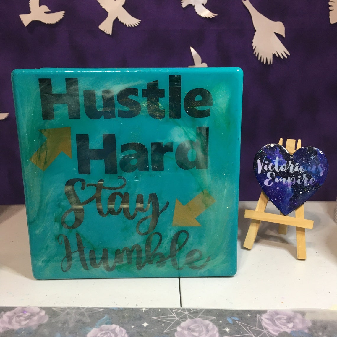 Hustle Hard Stay Humble salvadanaio barattolo di vetro di | Etsy