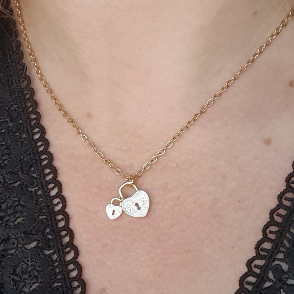 Collier en acier inoxydable doré avec pendentif en laiton 24 k