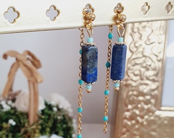 stainless steel lapis lazuli earrings