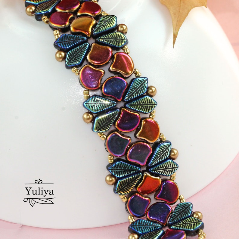 Beading pattern bracelet Ginko Kite bead tutorial Bead Etsy