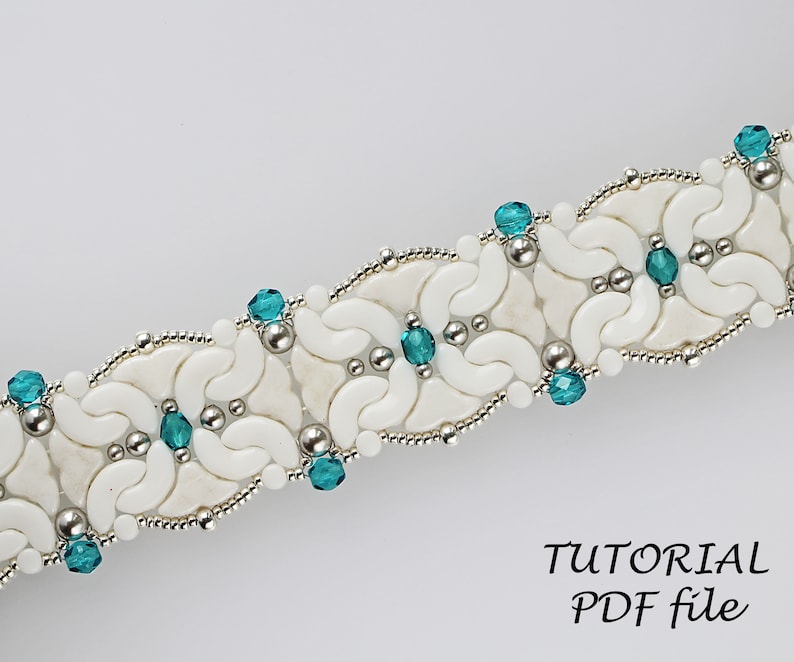 Bracelet tutorial Bead jewelry tutorial ~ Helios Beading tutorial Beading pattern Arcos Minos Puca ~White bracelet tutorial Princess