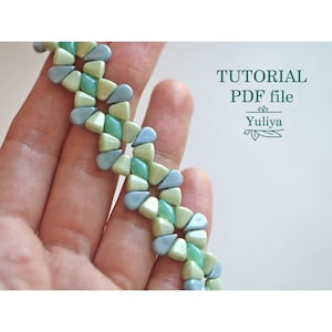 Perlenarmband Muster Fädelanleitung ZoliDuo Arcos par Puca GemDuo Perlen Schritt-für-Schritt Perlenweberei Schmuck Design Guide Armband Spitze PDF