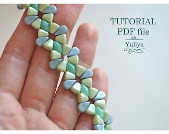 Bead Bracelet Pattern Beading Tutorial ZoliDuo Arcos par Puca GemDuo Beads Step-by-Step Beadweaving Jewelry Design Guide Bracelet Lace PDF