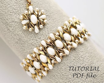 Tutorial per perline, modello per bracciale, guida alla progettazione di gioielli, istruzioni passo passo, progetto artigianale con perline fai da te, tutorial PDF fatto a mano, Francia