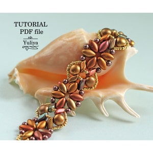 Beading Tutorial Bracelet Pattern IrisDuo StormDuo Beads Two-Hole Design Step-by-Step Instructions Simple Jewelry Guide Futurist PDF
