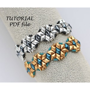 Beaded Bracelet Tutorial with DiamonDuo GemDuo Bead Pattern Beadwork Design Step-by-Step Jewelry Making Instructions PDF Isabella