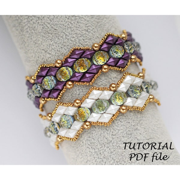 Bracelet motif perles, cabochon baroque, tuto DiamonDuo, bracelet motif perles 2 trous, fabrication de bijoux simple tuto bracelet Tami