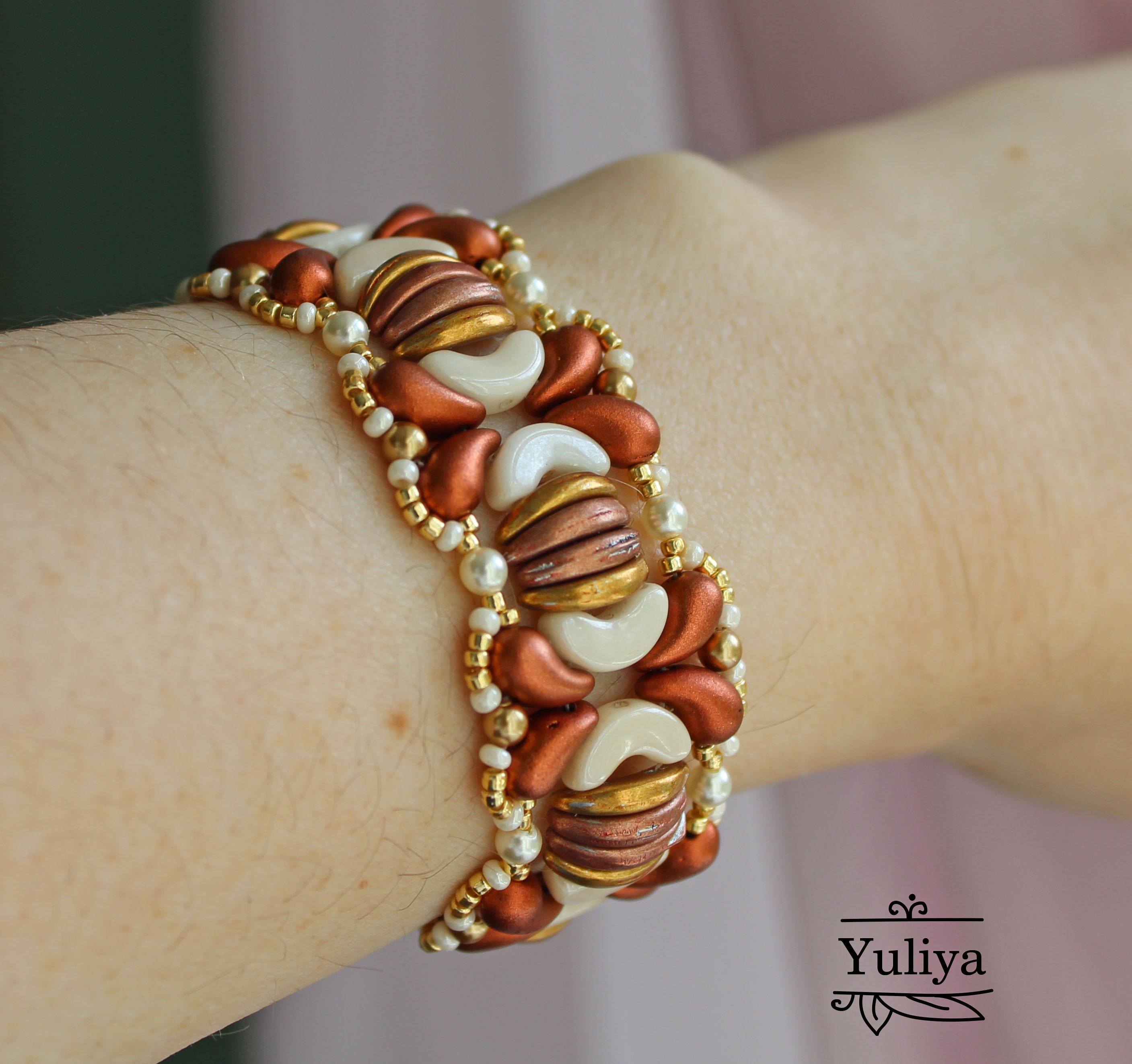 Bracelet Tutorial Duo Bead Pattern Simple Beaded Design Two-hole Czech ...