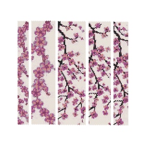 Peyote bracelet pattern, Even count peyote pattern, Delica peyote, Peyote stitch bracelet~Bracelet pattern, Pink bracelet pattern Sakura