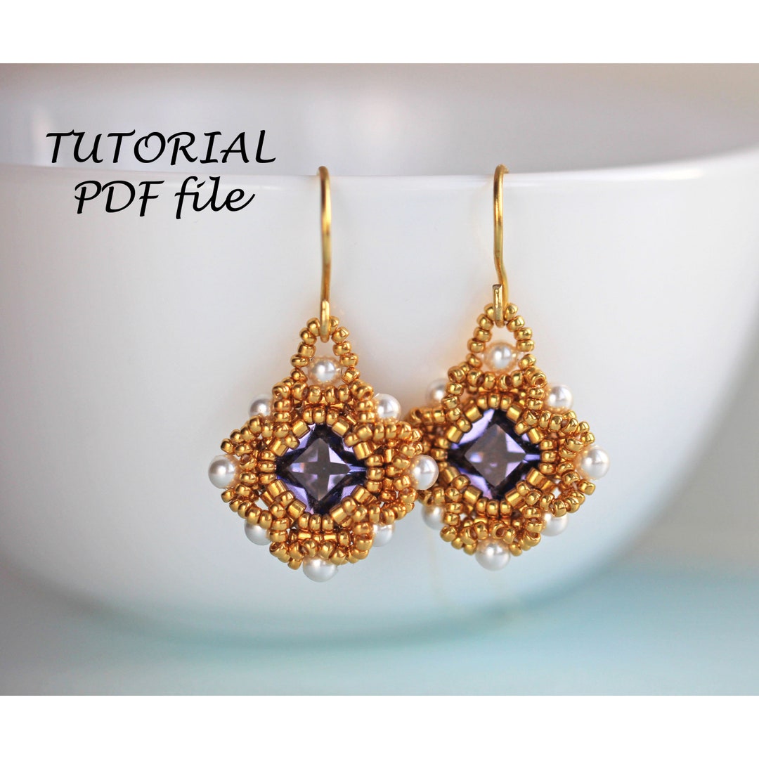 Beaded Earrings Tutorial Rivoli Design Square Swarovski Beads Jewelry ...
