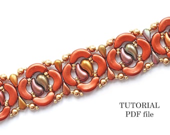 Tutorial de abalorios: Patrón de pulsera ZoliDuo Arcos de Puca, diseño de dos agujeros, instrucciones paso a paso, guía de abalorios Elegance, Gracia PDF