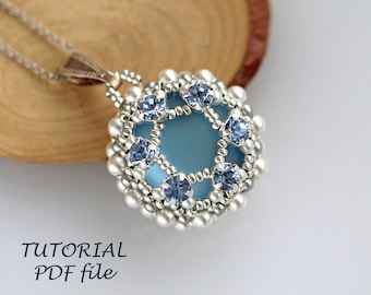 Kralenhanger tutorial sieraden patroon Lunasoft cabochon Swarovski chaton DIY kraal weven instructie kralen ontwerp ontwerpsjabloon Luna