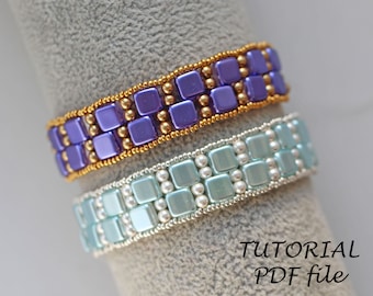 Motif de perles, Tutoriel de bracelet perlé, Tutoriel de perlage, Motif de perles facile, Tutoriel de carreaux, Tutoriel de tissage de perles, Modèle de bracelet Carol