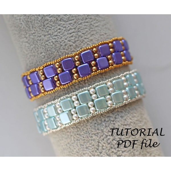 Beaded pattern, Beaded bracelet tutorial, Beadwork tutorial, Easy bead pattern, Tile tutorial, Beadweaving tutorial, Bracelet pattern Carol