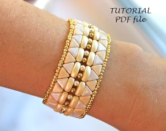 Tutorial de joyería con patrón de pulsera de cuentas, diseño de abalorios DIY, elegante pulsera hecha a mano, instrucciones de abalorios, plantilla de artesanía Indira PDF