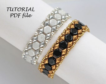 Beading pattern, Bracelet tutorial, Beadwork pattern, Beaded bracelet tutorial, Beading tutorial, HoneyComb~Bead tutorial bracelet Faina pdf