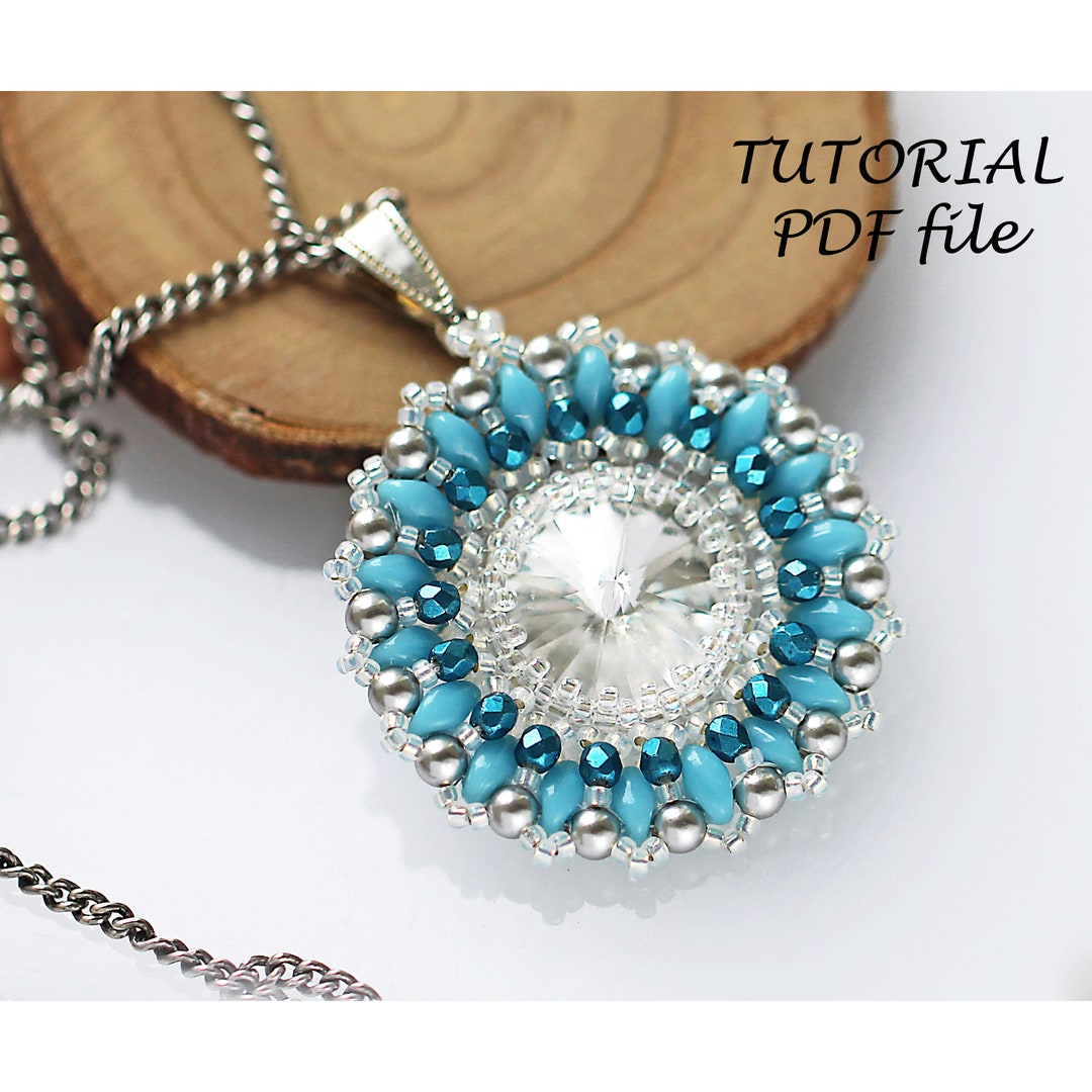 Printable Rivoli Pattern Beaded Rivoli Pendant Pattern Swarovski Beadwork Tutorial Jewelry ...