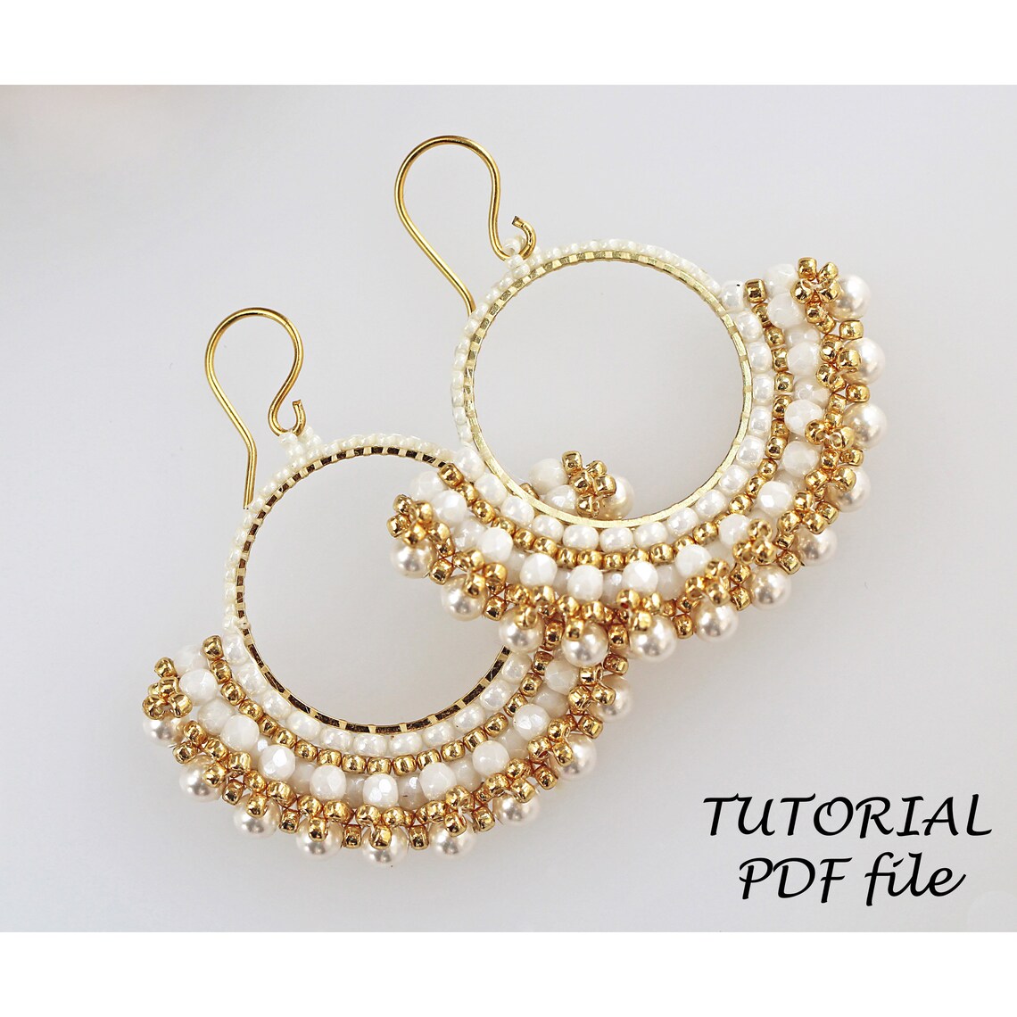 Tutorial Hoop Earrings, Brick Stitch Earrings Beading Pattern, Fringe ...