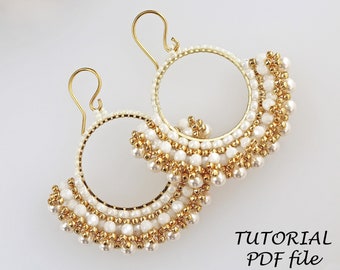 Tutorial na kolczyki koła, wzór koralikowy na kolczyki ściegiem cegiełkowym, Tutorial na kolczyki z frędzlami, Tutorial na ścieg cegiełkowy, Tutorial na kolczyki z koralikami Gala