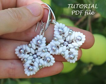Earrings Tutorial SuperDuo Beads Pattern Magatama Design Step-by-Step Beading Instructions Handmade Jewelry Guide Bead Earrings Sally PDF