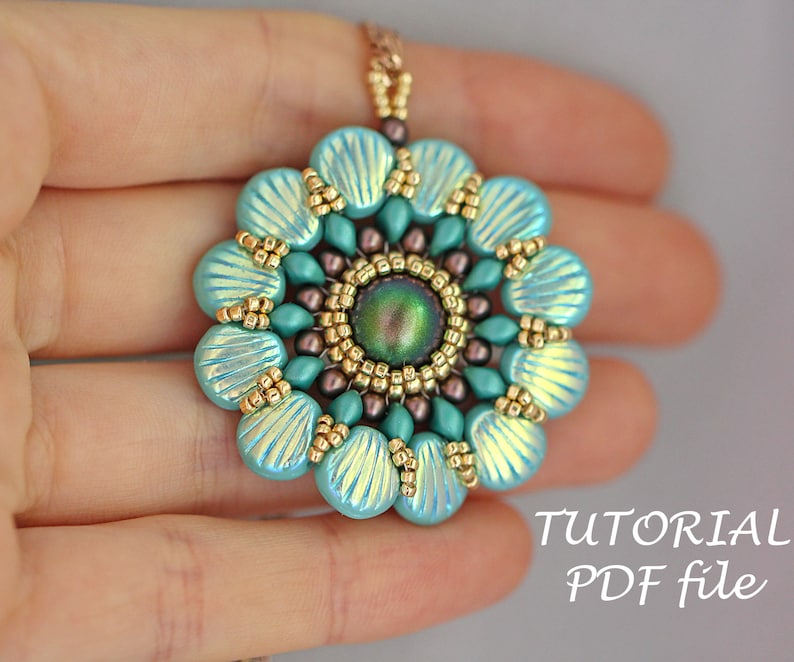 Beading tutorial pendant flower Shelly Shell beading Etsy