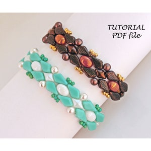 Beaded Bracelet Tutorial Bead Weaving Pattern Beadwork Instructions DIY Jewelry Making Design Elegant Handmade Wristband Narrow Bracelet PDF
