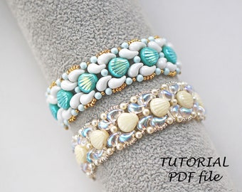 Bracelet tutorial, Beading pattern, Bead pattern, Beading tutorial, Bracelet pattern, Beading instructions, Beaded bracelet tutorial Shell