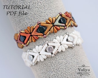 Beading Tutorials Patterns Beaded Bracelet AVA DropDuo Honeycomb Duo Bead Pattern Jewelry Design DIY Beadwork Instructions Bracelet Joanne