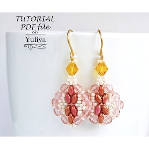 Beaded Earrings Pattern SuperDuo Beads Simple Easy Design Step-by-Step Beading Instructions Beginner Jewelry Guide Small Pink Earrings PDF