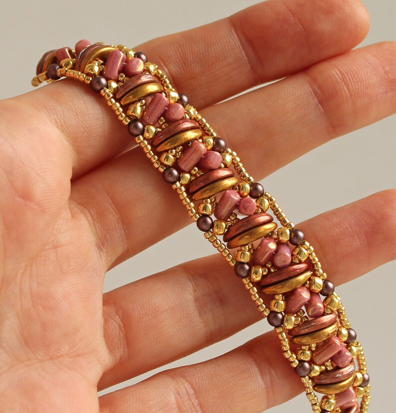 Beading Tutorial Bracelet Two Hole Bead Pattern Beading Etsy