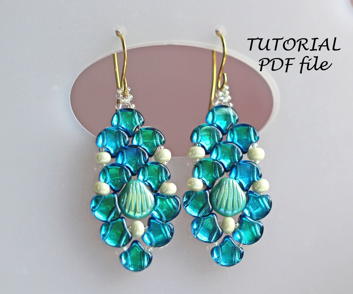 Beaded Earrings Pattern Beading Tutorial Earrings With Ginko Etsy