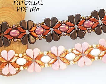 Beaded Bracelet Tutorial Beading Pattern StormDuo Samos Amos par Puca Beads Step-by-Step Jewelry Instructions Handmade Design Butterfly PDF
