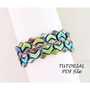 Tutorial per braccialetti di perline fai da te, modello per gioielli, design per perline, istruzioni per braccialetti fatti a mano eleganti in PDF, legenda del modello per perline in PDF