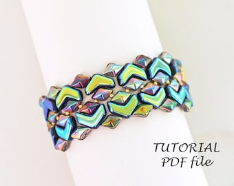 Beaded Bracelet Pattern Jewelry Tutorial DIY Beadwork Design Elegant Handmade Wristband Instructions PDF Beading Template Legend PDF