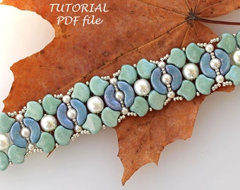 Beaded Bracelet Tutorial Pattern with Puca Beads DIY Jewelry Instructions Handmade Beadweaving Design Elegant Wristband Cold Day PDF