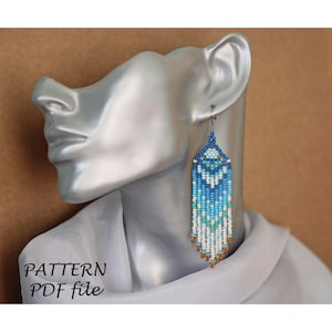 Native Earrings Pattern Brick Stitch Long Boho Fringe Seed Beads Step-by-Step Beading Instructions Handmade Jewelry Design Guide B8WJS PDF