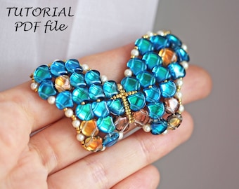 Beading tutorial Butterfly, Ginko bead pattern, Beading pattern, Pendant pattern, Pendant tutorial, Beaded pendant tutorial Butterfly Style