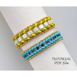 Beaded Bracelet Tutorial Miyuki Tila SuperDuo Half Tila Pattern Jewelry Design Beading Instructions Step-by-Step Craft Guide PDF Laurel